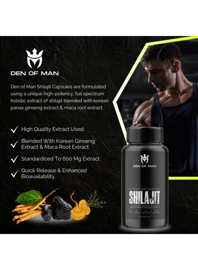 DEN OF MAN Shilajit Capsules for Men – Pure Himalayan Shilajit Extract Capsules, Natural Supplement, Supports Energy, Vitality & Wellness, 20g Glass Jar pack of 2 - Image 4